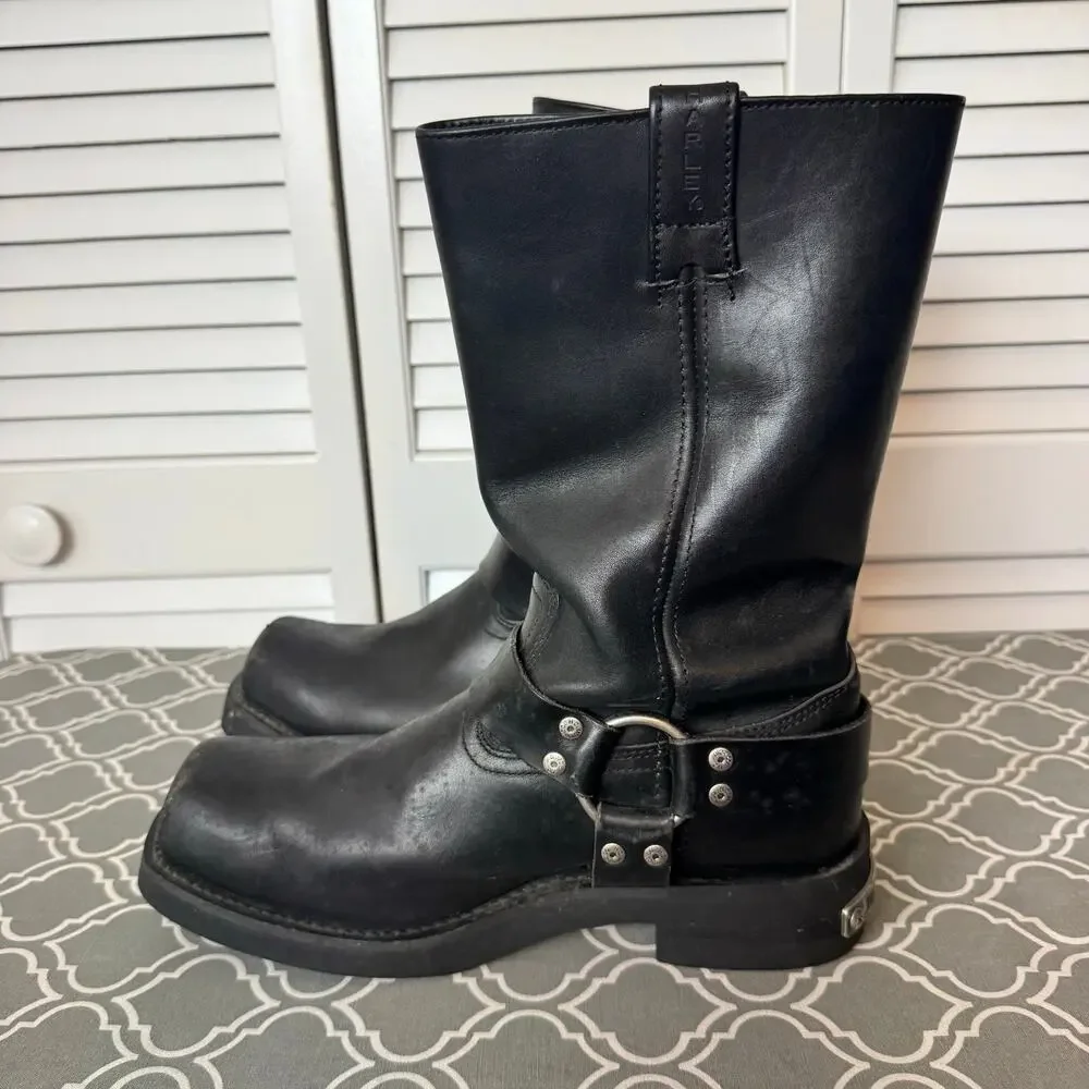 Harley-Davidson Harness Motorcycle Boots Black Leather Mens Size 10 Biker Logo